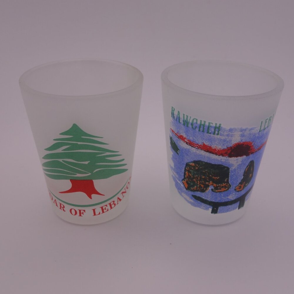 Cedar of Lebanon and Rawcheh Lebanon Smoked Shot Glasses